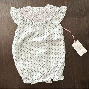 cecil and lou NWT pink and green vintage floral smocked rosebud bubble